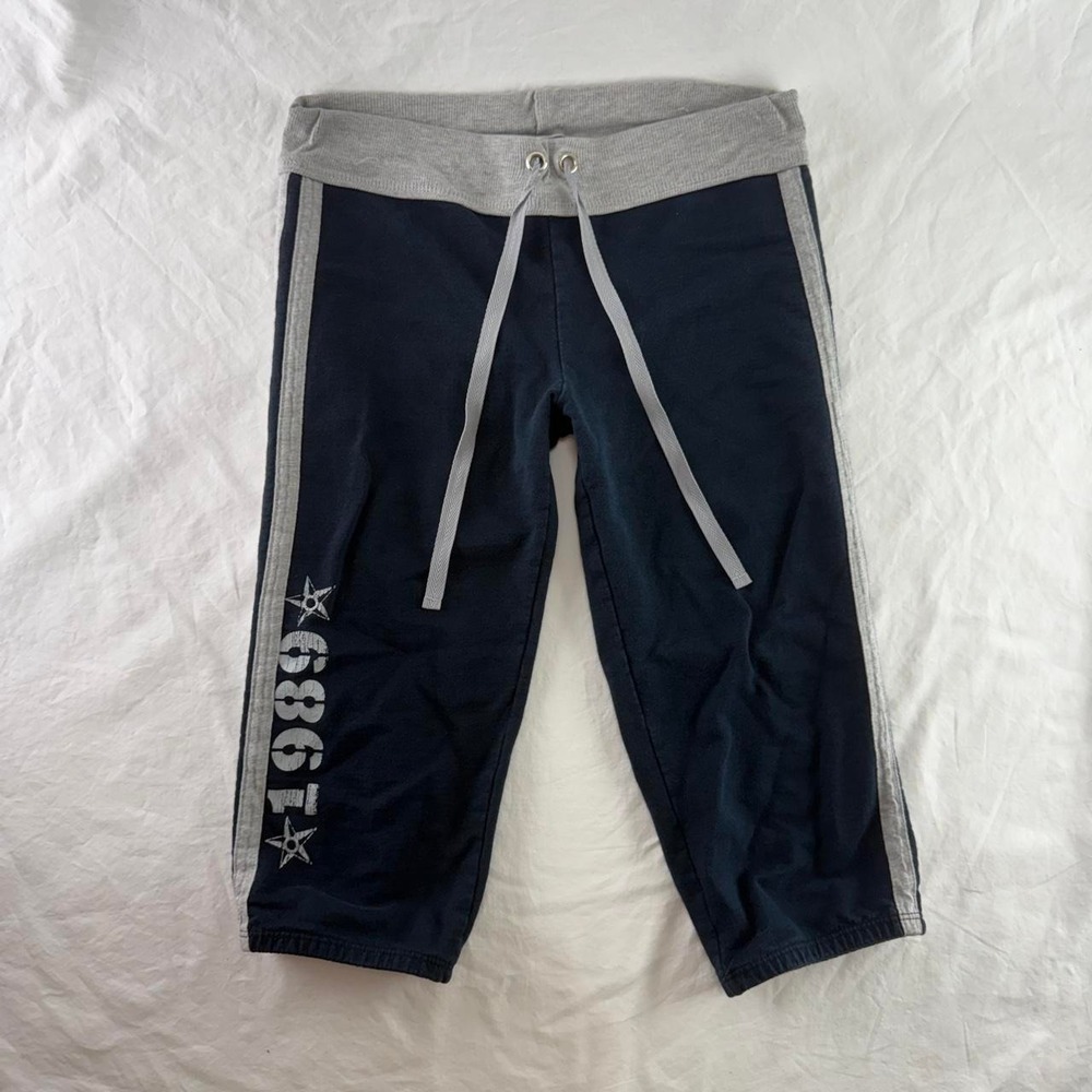 l.e.i. Active Navy Capri Sweatpants Stripes Womens S Y2k Blokette Activewear